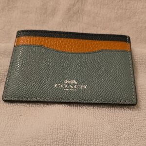 Coach Men's Leather Card Holder - Black, Tan, and Green